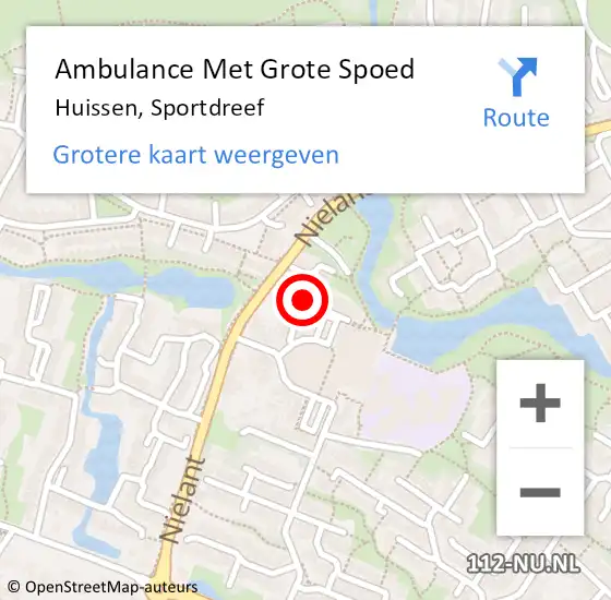Locatie op kaart van de 112 melding: Ambulance Met Grote Spoed Naar Huissen, Sportdreef op 4 december 2021 18:43