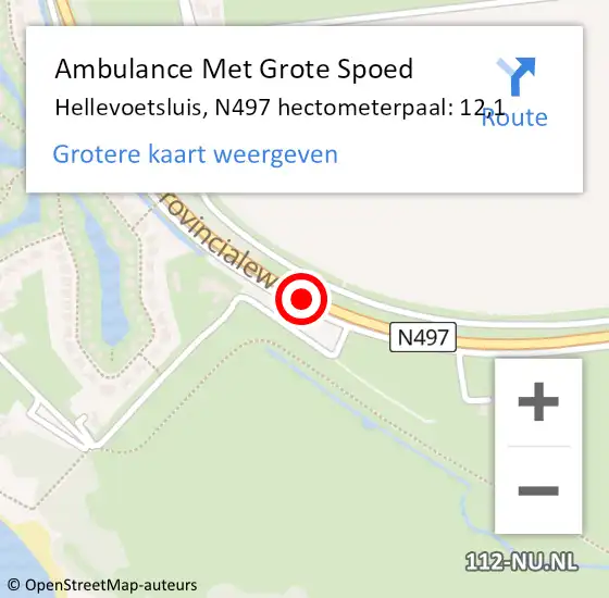 Locatie op kaart van de 112 melding: Ambulance Met Grote Spoed Naar Hellevoetsluis, N497 hectometerpaal: 12,1 op 4 december 2021 19:25