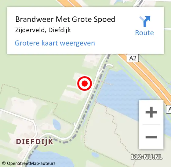 Locatie op kaart van de 112 melding: Brandweer Met Grote Spoed Naar Zijderveld, Diefdijk op 4 december 2021 20:43