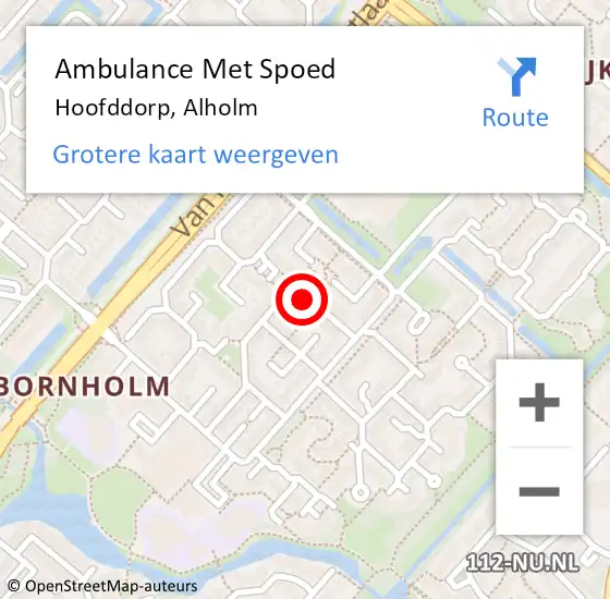 Locatie op kaart van de 112 melding: Ambulance Met Spoed Naar Hoofddorp, Alholm op 4 december 2021 22:01