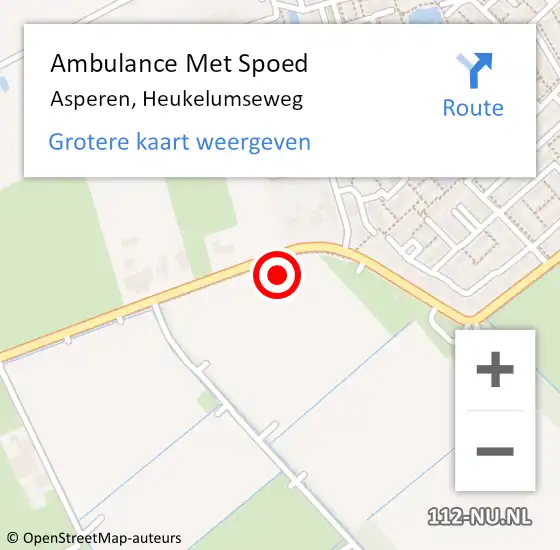 Locatie op kaart van de 112 melding: Ambulance Met Spoed Naar Asperen, Heukelumseweg op 5 december 2021 05:13