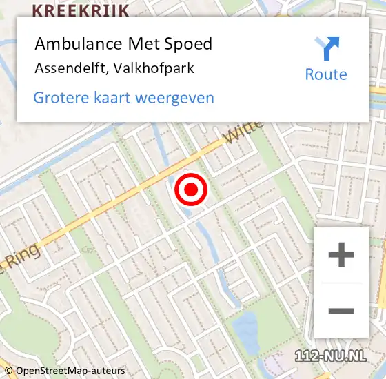 Locatie op kaart van de 112 melding: Ambulance Met Spoed Naar Assendelft, Valkhofpark op 5 december 2021 06:36