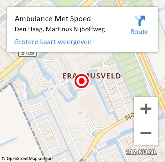 Locatie op kaart van de 112 melding: Ambulance Met Spoed Naar Den Haag, Martinus Nijhoffweg op 5 december 2021 11:12