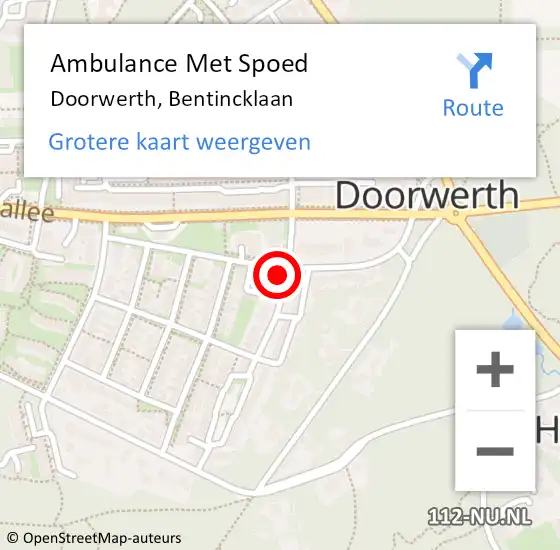 Locatie op kaart van de 112 melding: Ambulance Met Spoed Naar Doorwerth, Bentincklaan op 5 december 2021 11:13
