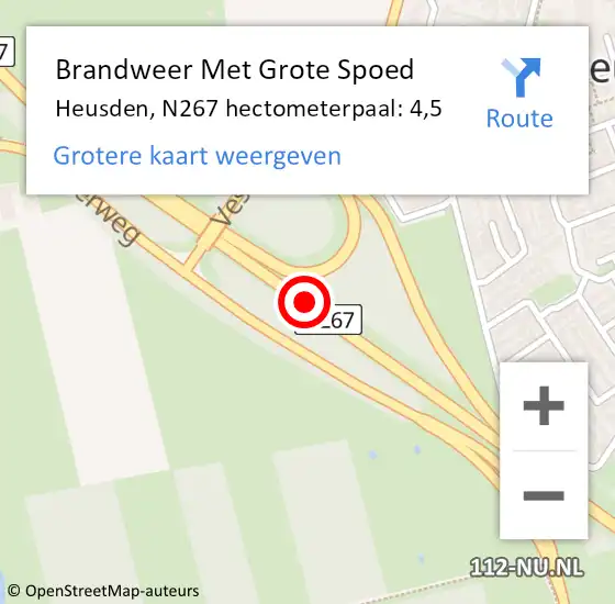 Locatie op kaart van de 112 melding: Brandweer Met Grote Spoed Naar Heusden, N267 hectometerpaal: 4,5 op 5 december 2021 15:10