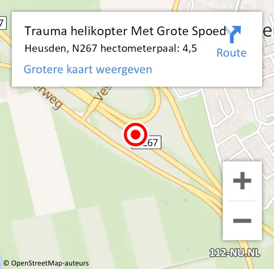 Locatie op kaart van de 112 melding: Trauma helikopter Met Grote Spoed Naar Heusden, N267 hectometerpaal: 4,5 op 5 december 2021 15:17