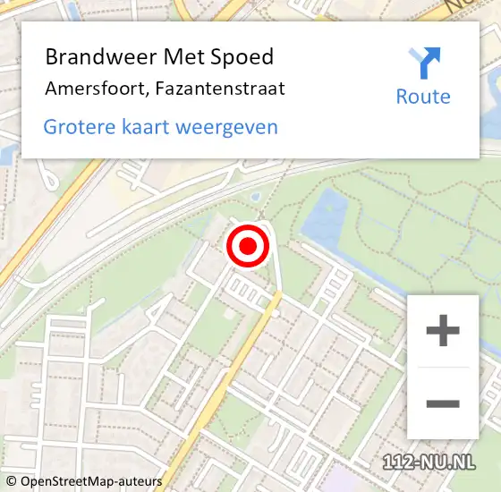 Locatie op kaart van de 112 melding: Brandweer Met Spoed Naar Amersfoort, Fazantenstraat op 5 december 2021 15:39