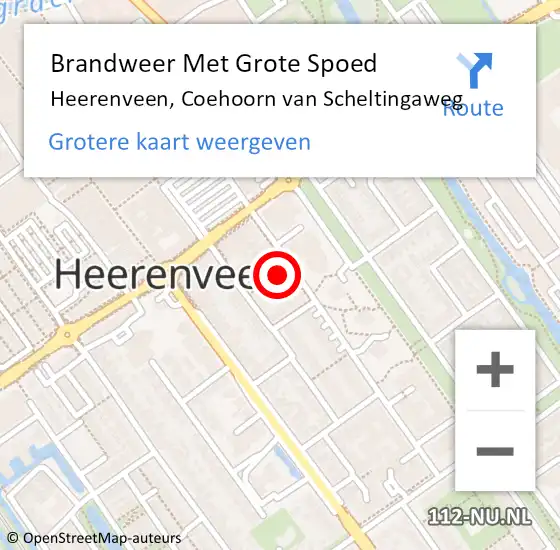 Locatie op kaart van de 112 melding: Brandweer Met Grote Spoed Naar Heerenveen, Coehoorn van Scheltingaweg op 5 december 2021 20:56