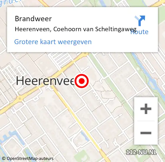 Locatie op kaart van de 112 melding: Brandweer Heerenveen, Coehoorn van Scheltingaweg op 5 december 2021 20:59