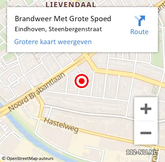 Locatie op kaart van de 112 melding: Brandweer Met Grote Spoed Naar Eindhoven, Steenbergenstraat op 5 december 2021 23:55
