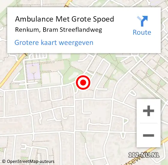 Locatie op kaart van de 112 melding: Ambulance Met Grote Spoed Naar Renkum, Bram Streeflandweg op 6 december 2021 02:09