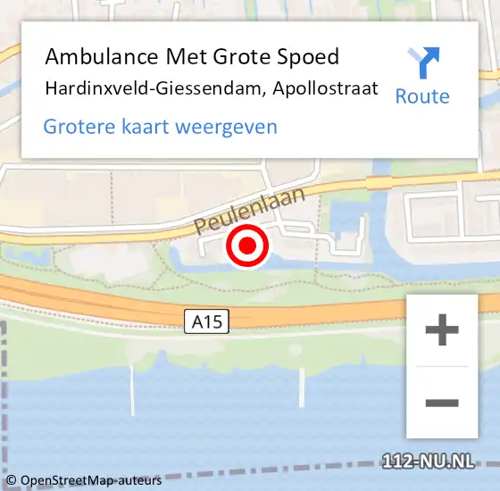 Locatie op kaart van de 112 melding: Ambulance Met Grote Spoed Naar Hardinxveld-Giessendam, Apollostraat op 6 december 2021 04:14