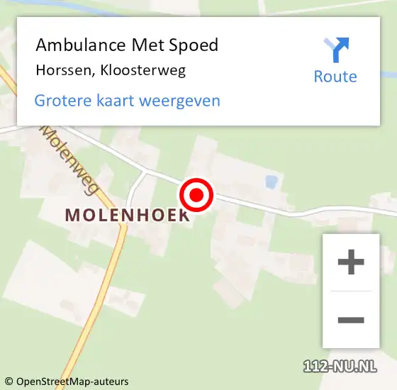 Locatie op kaart van de 112 melding: Ambulance Met Spoed Naar Horssen, Kloosterweg op 6 december 2021 05:31