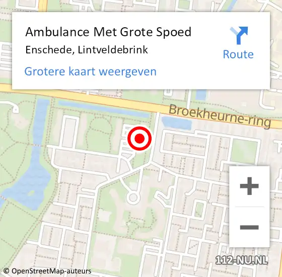 Locatie op kaart van de 112 melding: Ambulance Met Grote Spoed Naar Enschede, Lintveldebrink op 6 december 2021 09:55