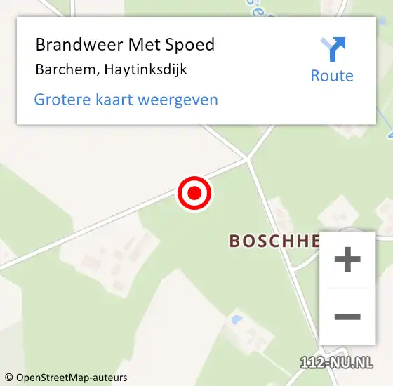 Locatie op kaart van de 112 melding: Brandweer Met Spoed Naar Barchem, Haytinksdijk op 6 december 2021 10:16