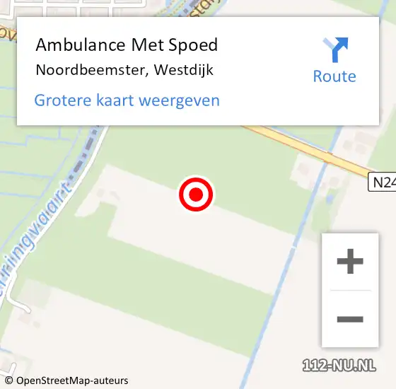 Locatie op kaart van de 112 melding: Ambulance Met Spoed Naar Noordbeemster, Westdijk op 6 december 2021 10:23