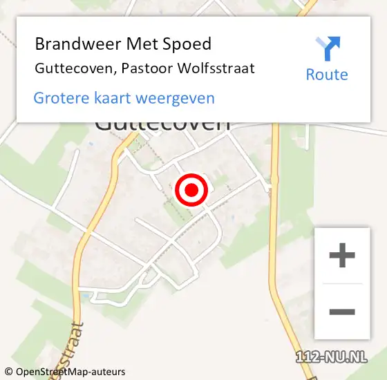 Locatie op kaart van de 112 melding: Brandweer Met Spoed Naar Guttecoven, Pastoor Wolfsstraat op 6 december 2021 10:49