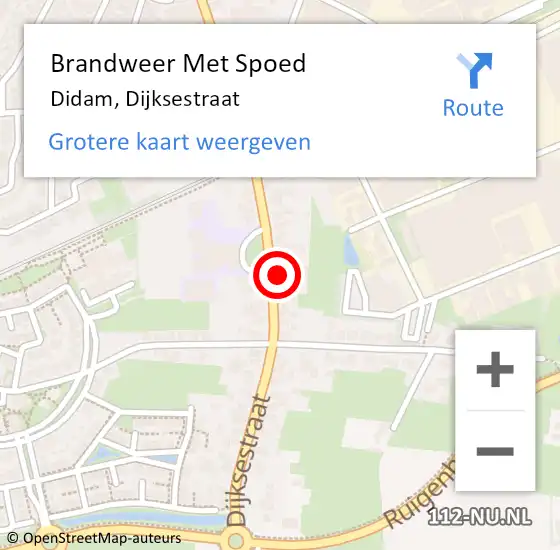 Locatie op kaart van de 112 melding: Brandweer Met Spoed Naar Didam, Dijksestraat op 6 december 2021 10:58