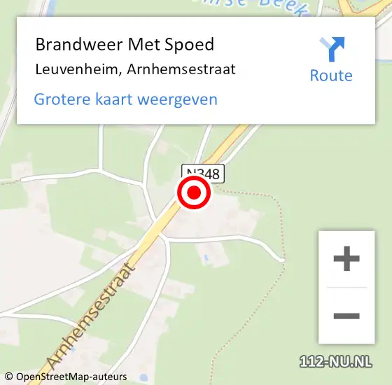 Locatie op kaart van de 112 melding: Brandweer Met Spoed Naar Leuvenheim, Arnhemsestraat op 6 december 2021 12:30