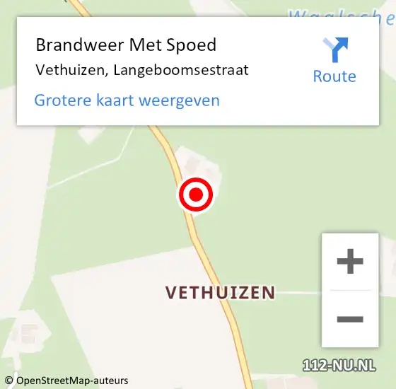 Locatie op kaart van de 112 melding: Brandweer Met Spoed Naar Vethuizen, Langeboomsestraat op 6 december 2021 13:17