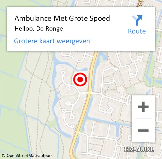 Locatie op kaart van de 112 melding: Ambulance Met Grote Spoed Naar Heiloo, De Ronge op 6 december 2021 13:52