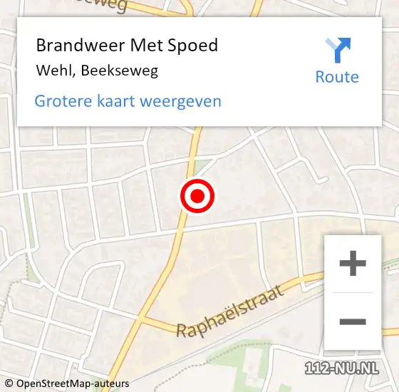 Locatie op kaart van de 112 melding: Brandweer Met Spoed Naar Wehl, Beekseweg op 6 december 2021 13:54