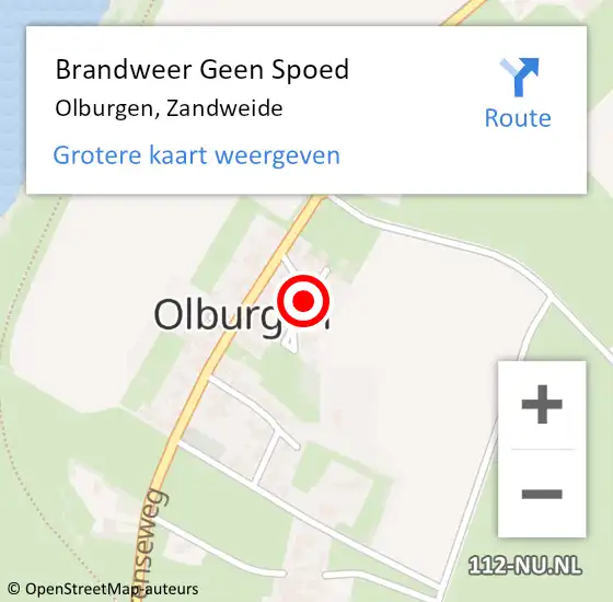 Locatie op kaart van de 112 melding: Brandweer Geen Spoed Naar Olburgen, Zandweide op 6 december 2021 14:44