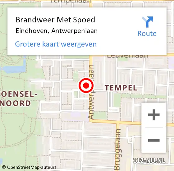 Locatie op kaart van de 112 melding: Brandweer Met Spoed Naar Eindhoven, Antwerpenlaan op 6 december 2021 15:26