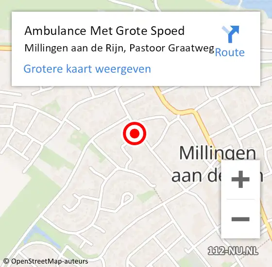 Locatie op kaart van de 112 melding: Ambulance Met Grote Spoed Naar Millingen aan de Rijn, Pastoor Graatweg op 6 december 2021 16:09