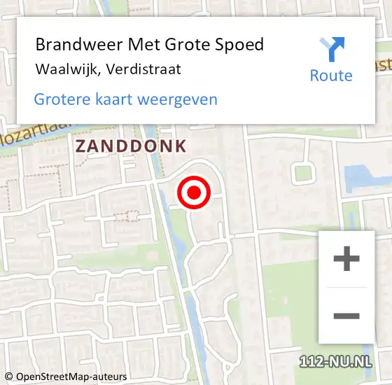 Locatie op kaart van de 112 melding: Brandweer Met Grote Spoed Naar Waalwijk, Verdistraat op 6 december 2021 17:04