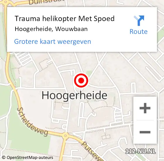 Locatie op kaart van de 112 melding: Trauma helikopter Met Spoed Naar Hoogerheide, Wouwbaan op 6 december 2021 18:02