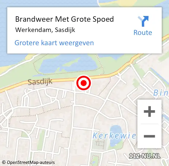 Locatie op kaart van de 112 melding: Brandweer Met Grote Spoed Naar Werkendam, Sasdijk op 6 december 2021 19:06