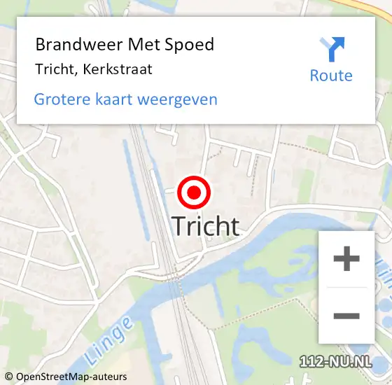 Locatie op kaart van de 112 melding: Brandweer Met Spoed Naar Tricht, Kerkstraat op 6 december 2021 20:15