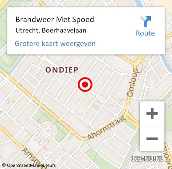 Locatie op kaart van de 112 melding: Brandweer Met Spoed Naar Utrecht, Boerhaavelaan op 6 december 2021 20:38