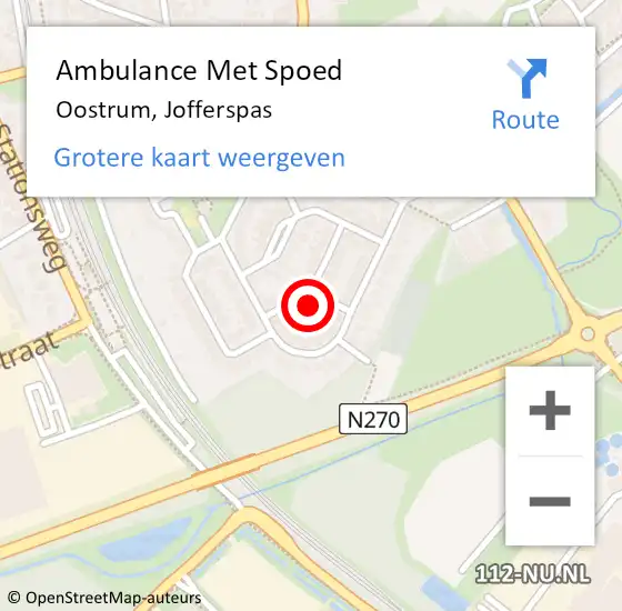 Locatie op kaart van de 112 melding: Ambulance Met Spoed Naar Oostrum, Jofferspas op 1 juli 2014 14:32
