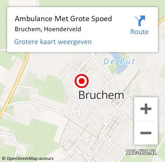 Locatie op kaart van de 112 melding: Ambulance Met Grote Spoed Naar Bruchem, Hoenderveld op 7 december 2021 02:01