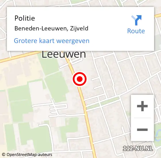 Locatie op kaart van de 112 melding: Politie Beneden-Leeuwen, Zijveld op 7 december 2021 06:24