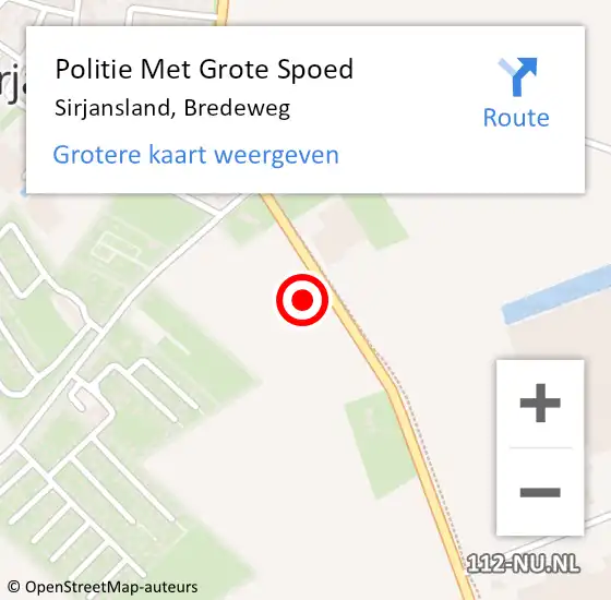 Locatie op kaart van de 112 melding: Politie Met Grote Spoed Naar Sirjansland, Bredeweg op 7 december 2021 07:49