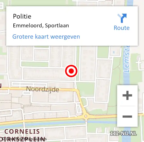 Locatie op kaart van de 112 melding: Politie Emmeloord, Sportlaan op 7 december 2021 08:58