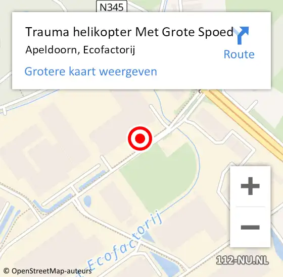Locatie op kaart van de 112 melding: Trauma helikopter Met Grote Spoed Naar Apeldoorn, Ecofactorij op 7 december 2021 09:45