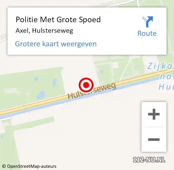 Locatie op kaart van de 112 melding: Politie Met Grote Spoed Naar Axel, Hulsterseweg op 7 december 2021 12:06
