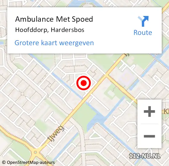 Locatie op kaart van de 112 melding: Ambulance Met Spoed Naar Hoofddorp, Hardersbos op 7 december 2021 12:22