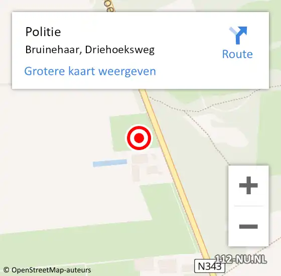 Locatie op kaart van de 112 melding: Politie Bruinehaar, Driehoeksweg op 7 december 2021 12:37