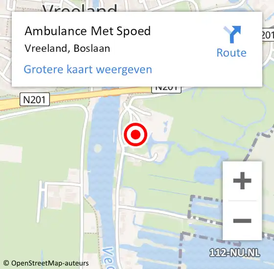 Locatie op kaart van de 112 melding: Ambulance Met Spoed Naar Vreeland, Boslaan op 1 juli 2014 15:26
