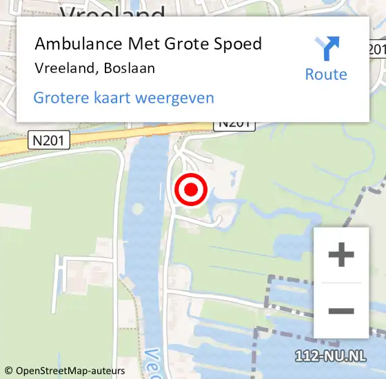 Locatie op kaart van de 112 melding: Ambulance Met Grote Spoed Naar Vreeland, Boslaan op 1 juli 2014 15:31