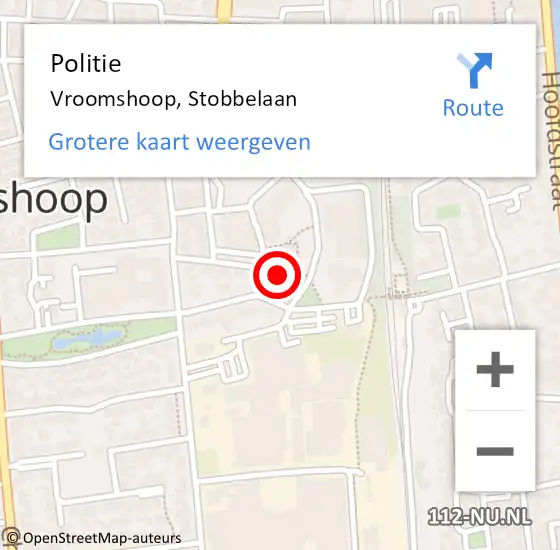 Locatie op kaart van de 112 melding: Politie Vroomshoop, Stobbelaan op 7 december 2021 14:31