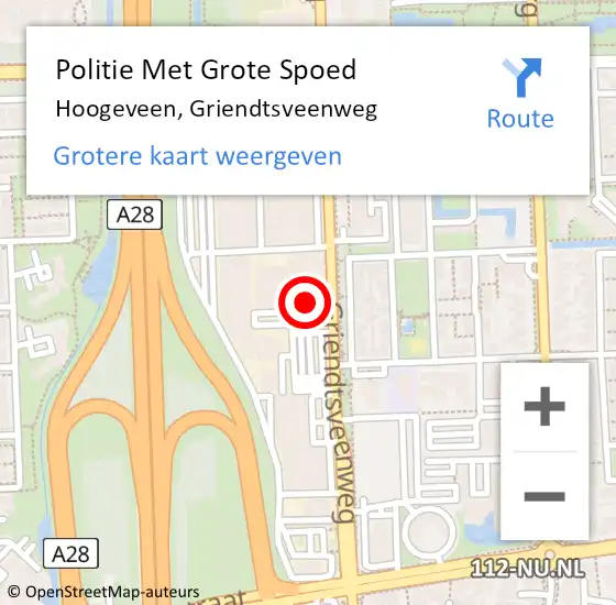 Locatie op kaart van de 112 melding: Politie Met Grote Spoed Naar Hoogeveen, Griendtsveenweg op 7 december 2021 15:52