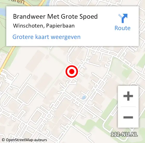 Locatie op kaart van de 112 melding: Brandweer Met Grote Spoed Naar Winschoten, Papierbaan op 7 december 2021 19:04