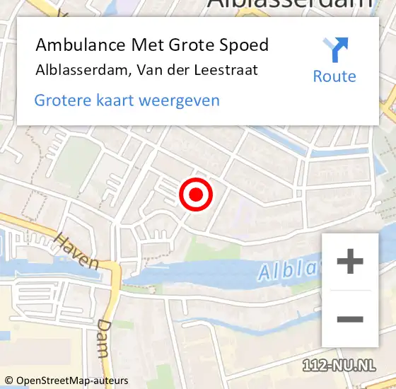 Locatie op kaart van de 112 melding: Ambulance Met Grote Spoed Naar Alblasserdam, Van der Leestraat op 8 december 2021 09:11