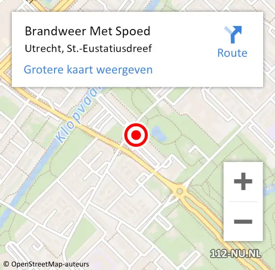 Locatie op kaart van de 112 melding: Brandweer Met Spoed Naar Utrecht, St.-Eustatiusdreef op 8 december 2021 11:09